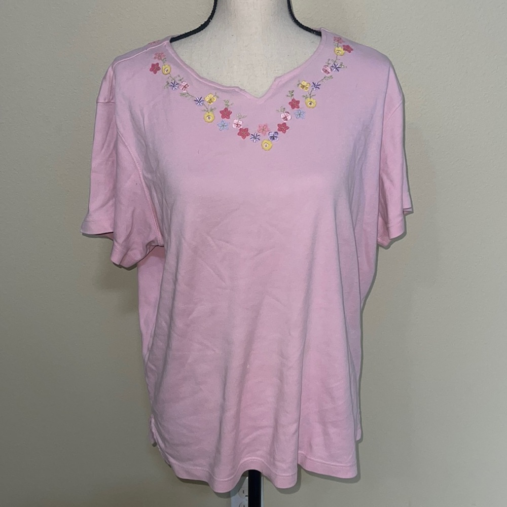 Vintage Bechamel pink floral embroidered top